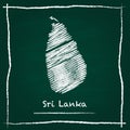 Sri Lanka outline vector map hand drawn with.