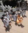 Sri Lanka school class visiting Matale temple