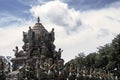 Beautiful colored carving line the roof tops at the Aadishakti Seeta Amman Temple Royalty Free Stock Photo