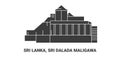 Sri Lanka, Sri Dalada Maligawa, travel landmark vector illustration