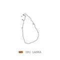 Sri Lanka vector map outline, line, linear. Sri Lanka black map on white background. Sri Lanka