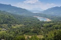 Sri Lanka, view of Nuwara Eliya from Glen Loch tea plantation over the valley