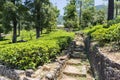 Sri Lanka, view of Nuwara Eliya with tea bushes in foreground