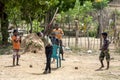 Sri Lankan boys play cricket on a dusty pitch near the town of Arugam Bay on the east coast of Sri Lanka.