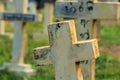 Sri Lankan christian cemetery with a cross gravestone.Tombstone and graves in an ancient church graveyard