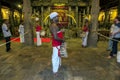 Sri Lankan drummers playing within the Temple of the Sacred Tooth Relic in Kandy, Sri Lanka.