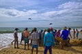 Sri Lankan fishermen catch fish