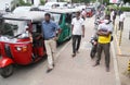 Sri Lankan People wait in long queues at fuel station in Colombo, Sri Lanka