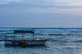 Sri Lankan traditional fishing boat docked in the sea