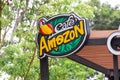 Sri Sa Ket, Thailand - Augus, 2018: Cafe Amazon logo on Augus 13 Royalty Free Stock Photo
