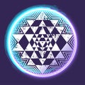 Sri Yantra glowing vector symbol Royalty Free Stock Photo