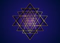 Sri Yantra, Gold Sacred geometry, symbol of Hindu tantra formed by nine interlocking triangles shape Royalty Free Stock Photo