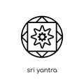 sri yantra icon. Trendy modern flat linear vector sri yantra icon on white background from thin line Geometry collection, outline