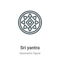 Sri yantra outline vector icon. Thin line black sri yantra icon, flat vector simple element illustration from editable geometry