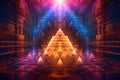 sri yantra sacred geometry with colorful light effects