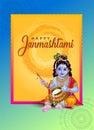 Srikrishna with happy janmashtami.vector illustration01_FLYER DIWALI