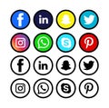 Social media icons , colorful and black & white, Isolated on white background. Royalty Free Stock Photo