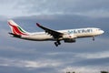 SriLankan Airlines Airbus A330-200 4R-ALB passenger plane landing at Frankfurt Airport Royalty Free Stock Photo