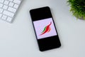 SriLankan Airlines app logo on a smartphone screen. Royalty Free Stock Photo