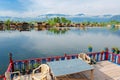 Srinagar, India - April 25, 2017 : Lifestyle in Dal lake, People living in 'House boat ' and using small boat 'Shikara ' for