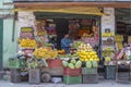 Indian man sells fruit at a street market in Srinagar, Jammu and Kashmir state, India Royalty Free Stock Photo