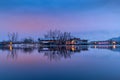 A view of Dal Lake in winter at evening, Srinagar, Kashmir, India Royalty Free Stock Photo