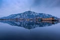 A view of Dal Lake in winter at evening, Srinagar, Kashmir, India Royalty Free Stock Photo