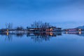 A view of Dal Lake in winter at evening, Srinagar, Kashmir, India Royalty Free Stock Photo