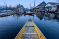 Many Shikara Tourist Boats passing each other at Dal lake in Srinagar, Kashmir, India Royalty Free Stock Photo