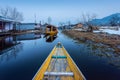 Many Shikara Tourist Boats passing each other at Dal lake in Srinagar, Kashmir, India Royalty Free Stock Photo