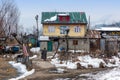 View and landscape and cityscape of the roadways during the winter season in the village of Kashmir