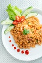 Sriracha Fried Rice with Shrimp Royalty Free Stock Photo