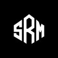 SRM letter logo design with polygon shape. SRM polygon and cube shape logo design. SRM hexagon vector logo template white and Royalty Free Stock Photo