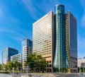 Srodmiescie business district in downtown city center with Westin hotel and Atrium Garden plaza at in Warsaw, Poland