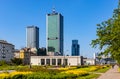 Srodmiescie business district of Warsaw, Poland city center with Marriott, Chalubinskiego, Varso and Central Tower at