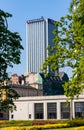 Downtown business district of Warsaw city center in Poland with Chalubinskiego Tower Intraco Royalty Free Stock Photo