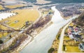 Sromowce Nizne village and Dunajec River Royalty Free Stock Photo