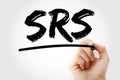 SRS - Software Requirements Specification acronym with marker, technology concept background