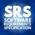 SRS - Software Requirements Specification acronym, technology concept background Royalty Free Stock Photo