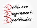 SRS - Software Requirements Specification acronym, technology concept background Royalty Free Stock Photo