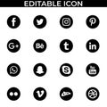 Simple set of social media fill and line vector icon
