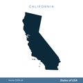 California Map - States of US Map Icon Vector Template Illustration Design. Royalty Free Stock Photo