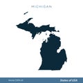 Michigan - States of US Map Icon Vector Template Illustration Design. Vector EPS 10.