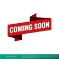 Coming Soon Vector Red Ribbon Banner Template Illustration Design. Vector EPS 10. Royalty Free Stock Photo