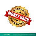 Money Back Guarantee Gold Seal Stamp Vector Template Illustration Design. Vector EPS 10. Royalty Free Stock Photo