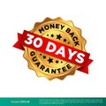 30 Days Money Back Guarantee Seal Banner Vector Template Illustration Design. Vector EPS 10. Royalty Free Stock Photo