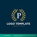 P Letter Wreath Laurel Border Icon Vector Logo Template Illustration Design. Vector EPS 10.