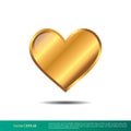 Shiny Gold Love Heart Editable Vector Icon Template Illustration Design. Vector EPS 10. Royalty Free Stock Photo