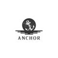 Anchor Hipster Vintage Retro Circular Rustic Stamp Hand Drawn Boat Ship Marine Navy Nautical logo design - VectorAnchor Royalty Free Stock Photo