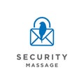 BLUE BIRD AND MESSAGE LOCK LOGO DESIGN Royalty Free Stock Photo